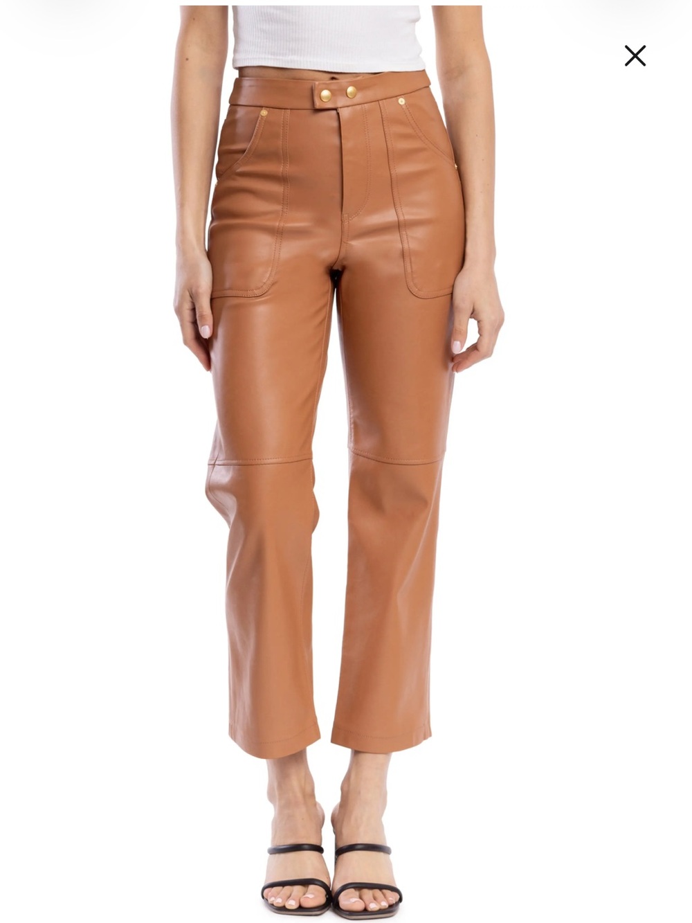 Blanknyc Baxter Cognac Faux Leather High-Waist Straight Pants